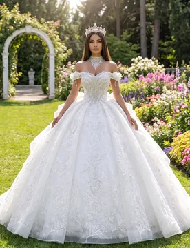 Customized White Off Shoulder Sparkly Pearls Wedding Dresses Scoop Backless Ball Bride Gowns Factory Wholesale Vestido De Noiva - Aliexpress - FashionsVida