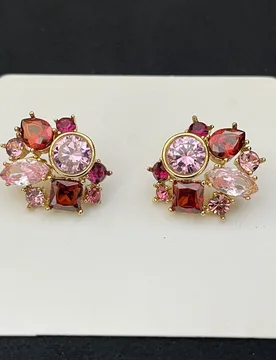 Ins Fashion Sweet Pink Tourmaline Garnet Geometric Ear Stud Anti-rust Trendy Multi Crystal Teardrop Earring Luxury Jewelry - Aliexpress - FashionsVida
