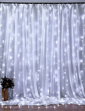 Pieza Luces de cortina de LED con control remoto, 100/200/300 luces de hadas con alimentación USB para boda, fiesta, hogar, jardín, dormitorio, deco - Shein - FashionsVida