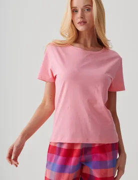 Women's "Coral" Cotton Scoop Neck T-Shirt in Coral Size: 2XL - Coral - Size: 2XL - British Boxers - FashionsVida