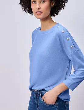 Shirt mit Knopfdetail female Blau