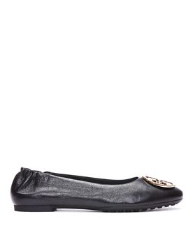 Ballerine Claire in pelle con placca logo