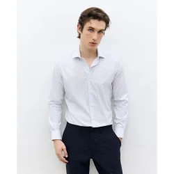 Camisa de vestir de manga larga estampada con fondo claro regular fit