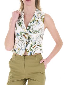 Gilet in lino VERDE CHIARO 40