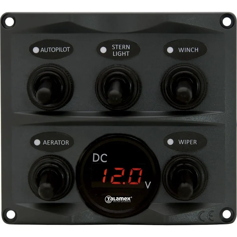Switchpanel With Voltage Gauge 12/ 24v Anthracite One Size unisex - Talamex - FashionsVida