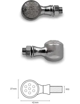 Frecce Moto TAAC FR16 a LED Cromate - Lente Fumè taglia unica - Tucano Urbano - FashionsVida