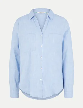 Bluse mit Brusttaschen Blau 42 - Tom Tailor Casual - FashionsVida