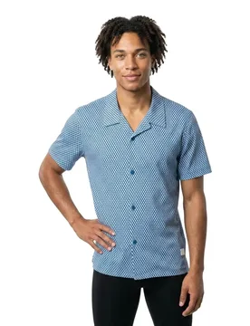 Chemise à Manches Courtes Beach Open Blue M - BOSS - FashionsVida