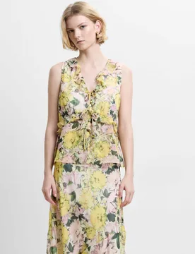 Floral V-Neck Top Yellow Mix female - French connection - FashionsVida