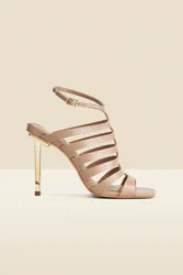 Womens Taupe Leather Gladiator Square Toe Strap Sandals - Brown - Size Uk 8