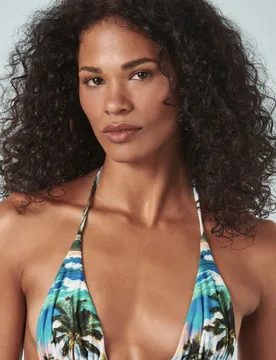Top de bikini triángulo estampado con relleno - Blueman - FashionsVida