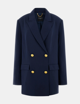 Giacca a righe sottili donna blu scuro