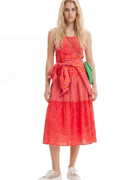 Robe longue bretelles patchwork RED XS female - Desigual - FashionsVida