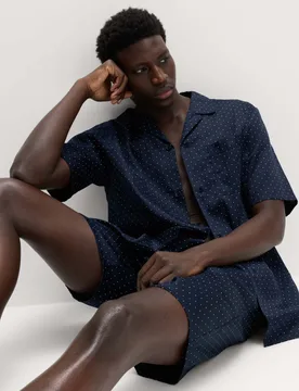 Pure Cotton Polka Dot Pyjama Set Navy male - M&S - FashionsVida