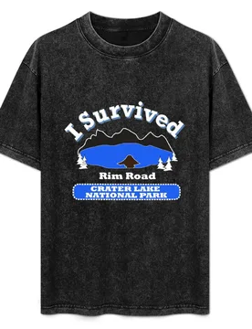 I Survived Rim Road, Crater Lake National Park T-Shirt Casual Fashion Print Tee Top - Aliexpress - FashionsVida