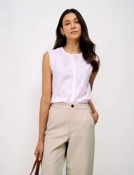 Pure Cotton Striped Crew Neck Blouse Pink Mix female - Crew Clothing - FashionsVida