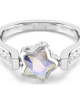 Anello Chroma, Stella, Bianco, Placcato rodio 60