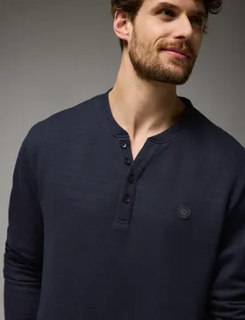 Street One Henleyshirt im Melange-Look male Blau
