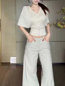 Korean White V-neck Cape Short-sleeved Knitted Sweater for Women's Summer High-end Sense - Aliexpress - FashionsVida