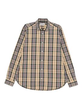 Camicia a quadri beige e grigia