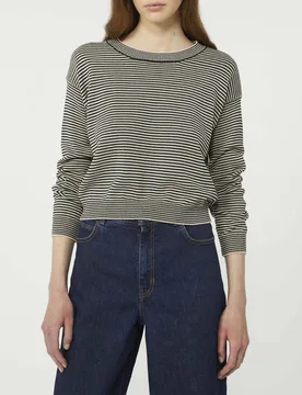 Maglia girocollo a righe bianche e blu Weekend in puro cotone - Max Mara - FashionsVida
