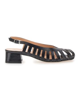 Décolleté Slingback Nere Con Tacco Basso e Punta Chiusa 3906 37