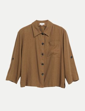 RED LABEL Leinenmix-Bluse im Relaxed Fit Braun 38
