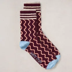 Organic Wavy Rib Ankle Socks - Plum