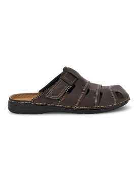 Ciabatte marrone con strappi e sottopiede in vera pelle 616PSSK 44