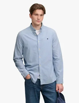 Relaxed Fit Pure Cotton Striped Oxford Shirt Light Blue male - Superdry & Co - FashionsVida