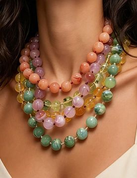 Pieza Collar largo de cuentas de resina redondas asimétricas estilo bohemio para mujeres, collar de moda único para mujeres, adecuado para uso diari