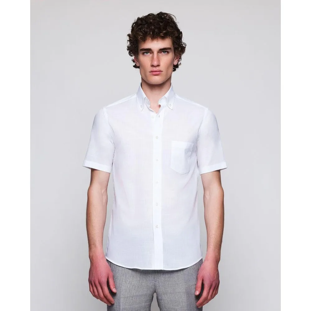 Camisa de hombre casual manga corta lisa - Mirto - FashionsVida