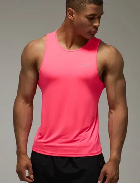 Men's Active Running Vest Neon-Pink Size Large Neon-Pink L - boohooMAN - FashionsVida