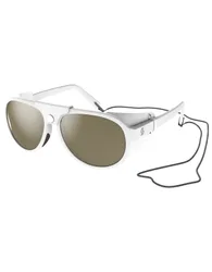 Sonnenbrille Cervina White Brown aus Leder Weiß