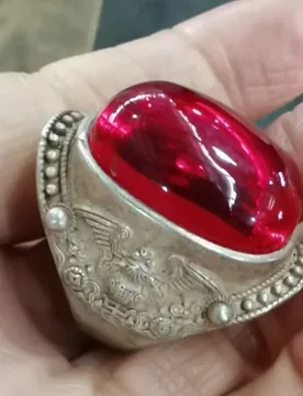 Vintage Ruby Inlaid Open Silver Ring, Blessing Pattern Design, Adjustable Plated Silver Thumb Ring Jewelry - Aliexpress - FashionsVida