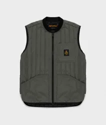 Gilet trapuntato verde militare con patch logo sul taschino