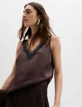 Lace Insert Cami Top Chocolate Mix female - M&S - FashionsVida