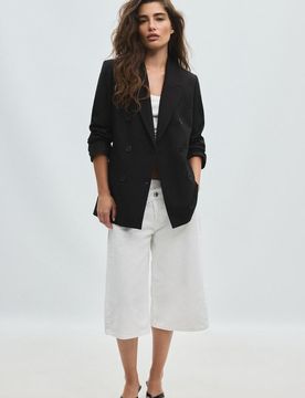 Taillierter Blazer mit Knöpfen Schwarz XL