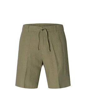 Pantalones cortos de lino SLHREGULAR-LEROY marrón S - Selected - FashionsVida