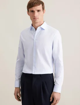Slim Business Hemd Struktur Blau 45 - Seidensticker - FashionsVida