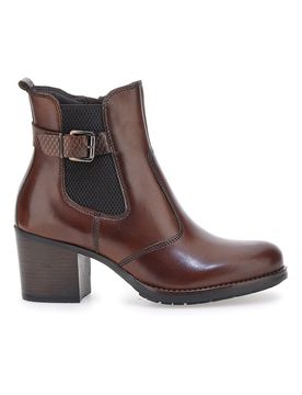 Stivaletti marroni in vera pelle con tacco a blocco 3047 39