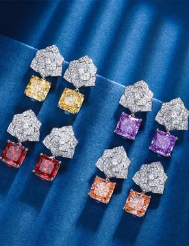 New autumn and winter jewelry set with high-carbon diamond, ice-flower cut, copper inlaid petal earrings, main stone 10*10 - Aliexpress - FashionsVida