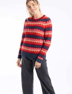 Tyla Womens Cosy Patterned Knit Jumper - - Size: 14 - Weird Fish - FashionsVida