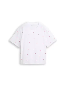 Boxy T-shirt with embroidery female - S - FashionsVida