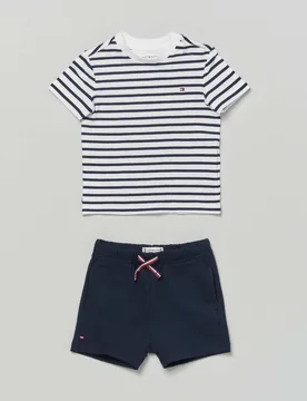 Completo t-shirt a righe e bermuda blu - Tommy hilfiger - FashionsVida