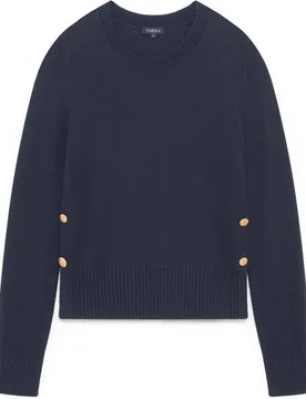 Jersey de mujer con escote barco y botones a contraste - Caroll - FashionsVida