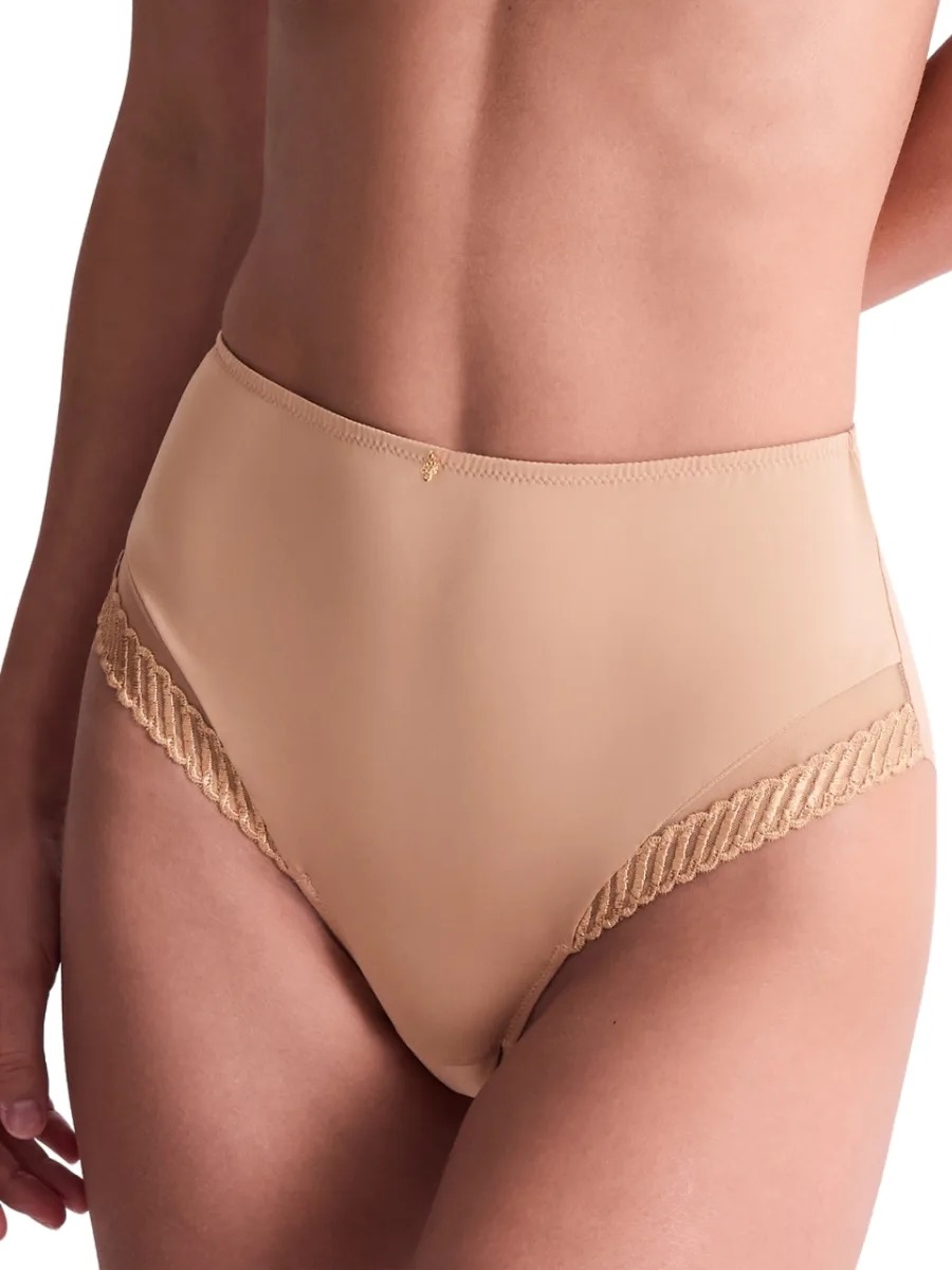 Womens Sheer Emotion High Waist Brief - Beige Polyamide - Size X-Large - Aubade - FashionsVida