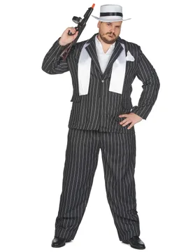 Gangster Kostüm in großer Größe für Herren schwarz weiß - male - KARNEVAL-MEGASTORE - FashionsVida