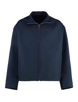 Embroidered Wool Acetate Zip Jacket