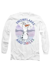 Unisex Frozen Snowflakes & Smiles With Olaf Long Sleeve T-Shirt, White Size: XL - White - Size: XL